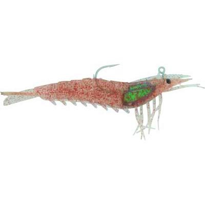 Artificial Shrimp Rigged 4-1/4" Red Flake 4 Pack - Click Image to Close